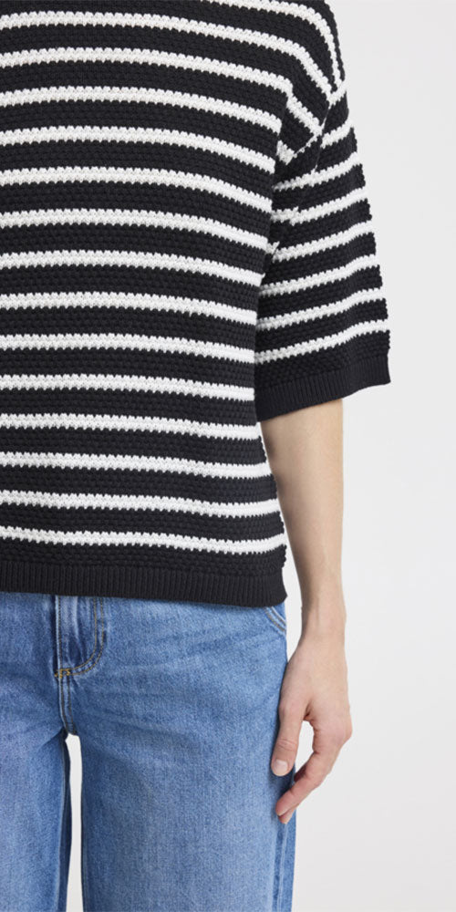 B.Young Striped Half Sleeve Pullover