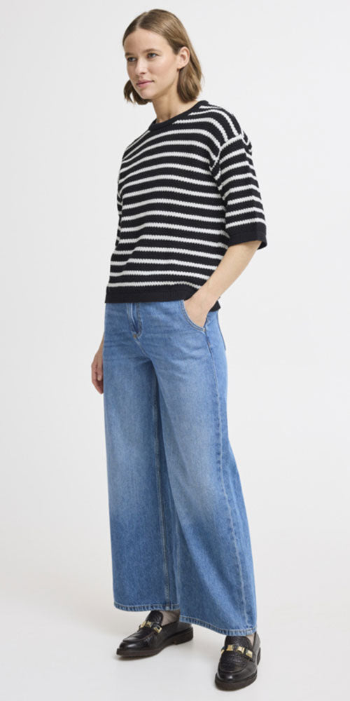 B.Young Striped Half Sleeve Pullover