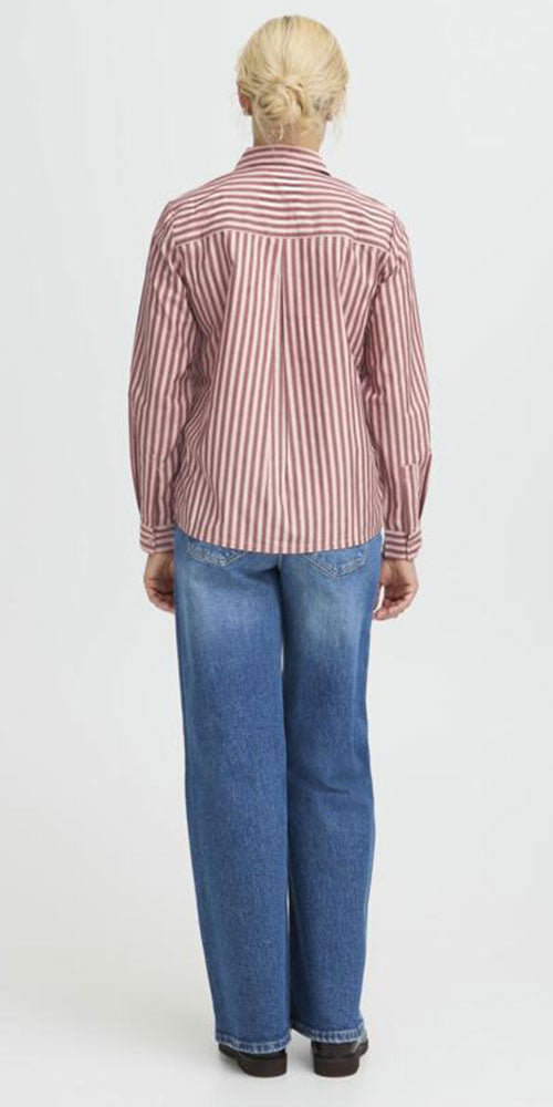 B.Young Button Up Shirt, rouge stripe