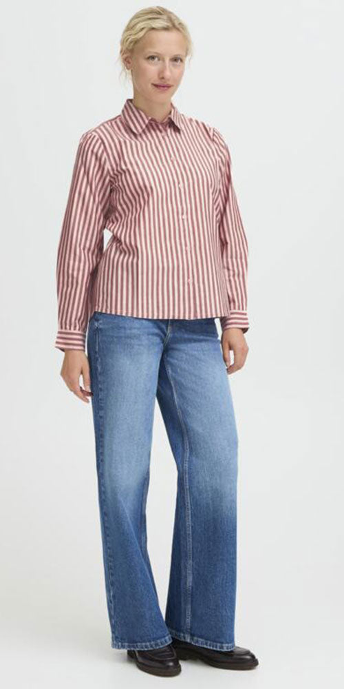 B.Young Button Up Shirt, rouge stripe