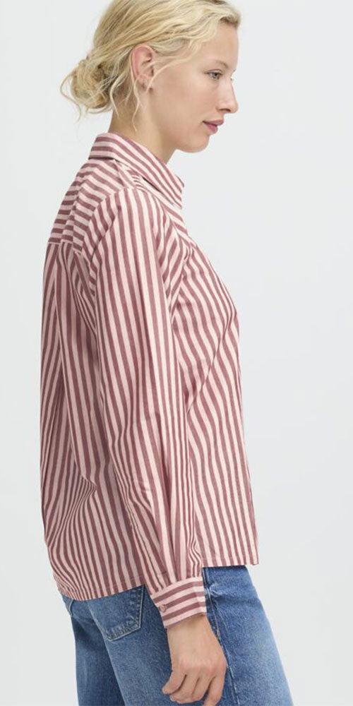 B.Young Button Up Shirt, rouge stripe
