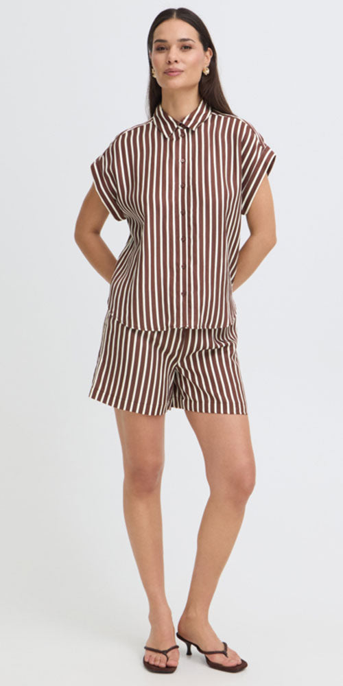B.Young Espresso Striped Shorts
