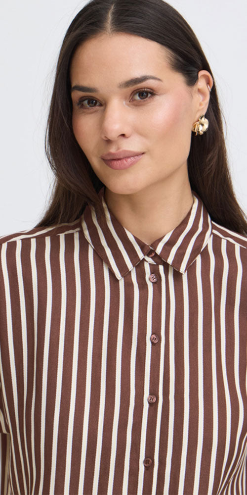 B.Young Espresso Striped Shirt