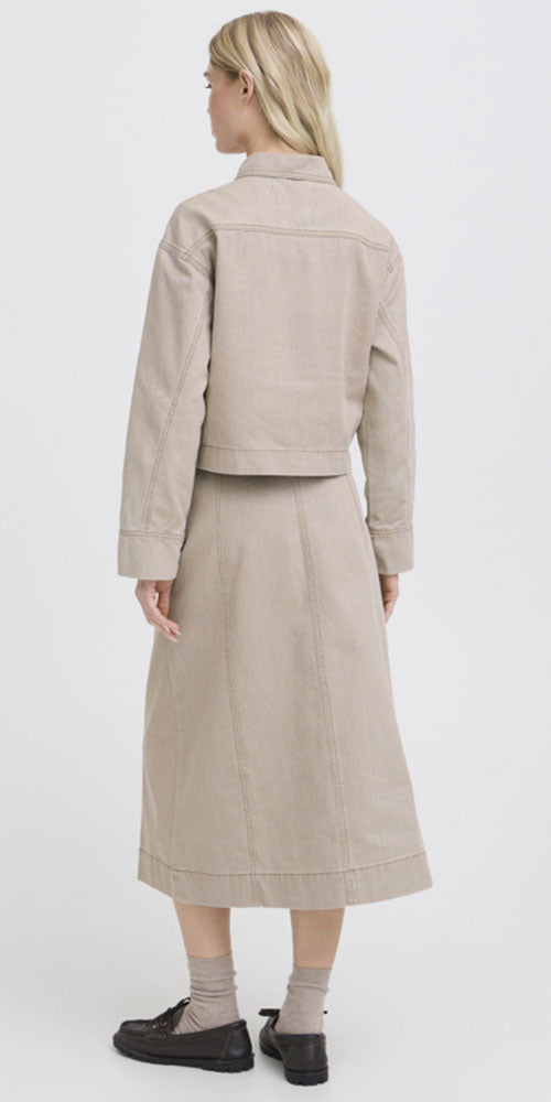 B.Young Short Jean Jacket, taupe