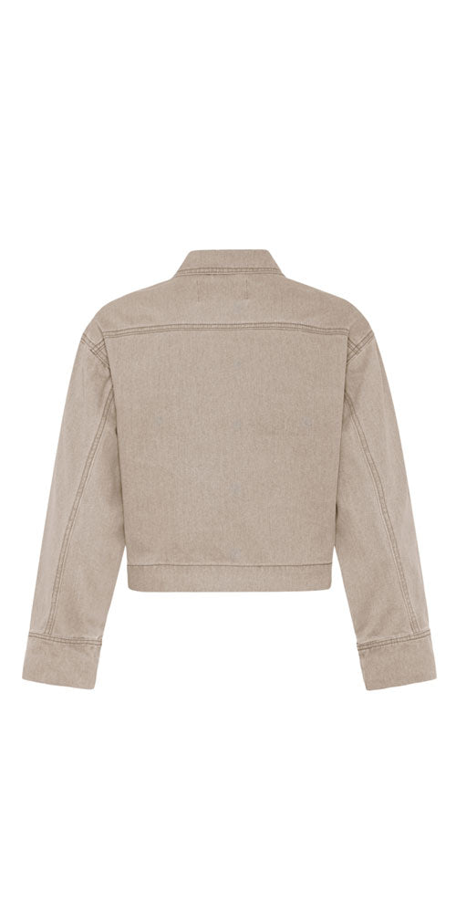 B.Young Short Jean Jacket, taupe