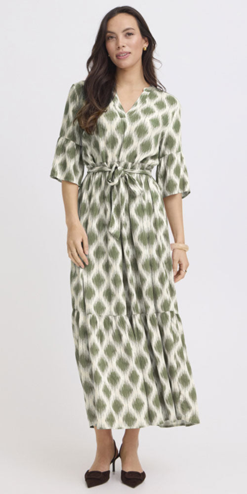 B.Young Tiered Ikat Dress, olive