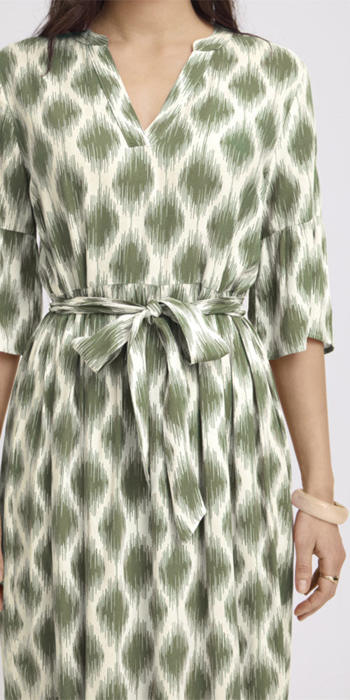 B.Young Tiered Ikat Dress, olive