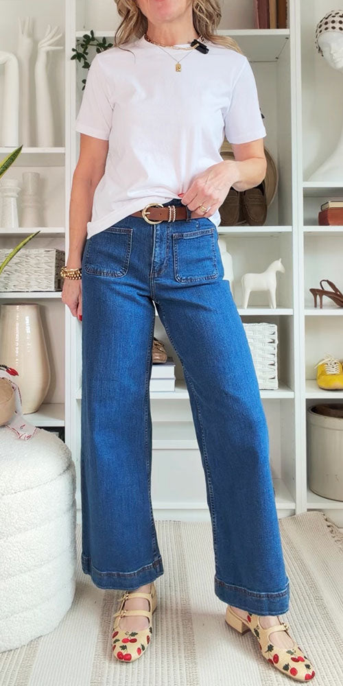 B.Young Cropped Wide Leg Jeans