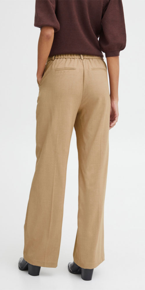 B.Young Wide Leg Trousers, heathered camel