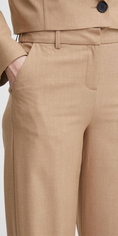 B.Young Wide Leg Trousers, heathered camel