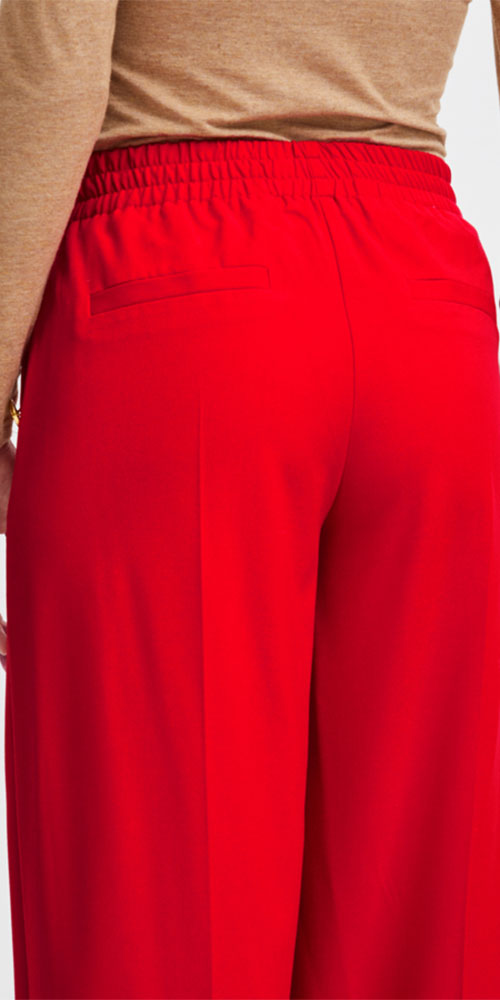 Women's Front Stitch Detail Wide Leg Red Trousers - BEREN