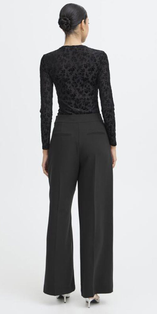 B.Young Wide Leg Trousers, black