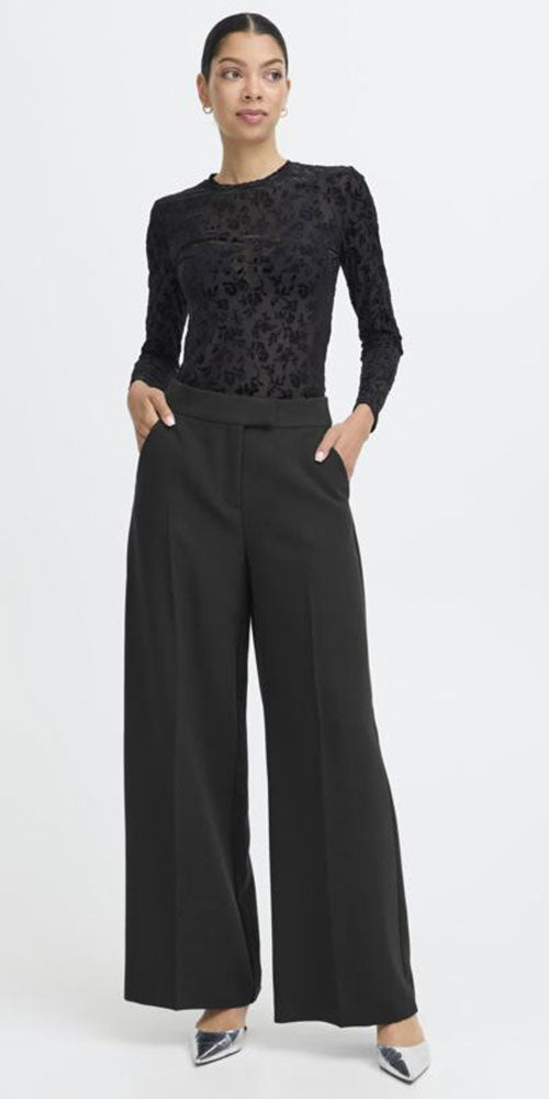 B.Young Wide Leg Trousers, black