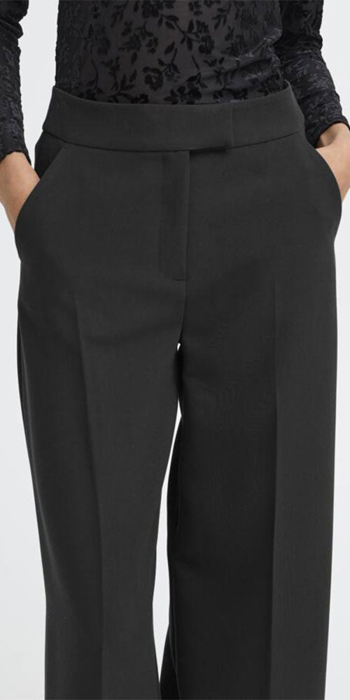 B.Young Wide Leg Trousers, black