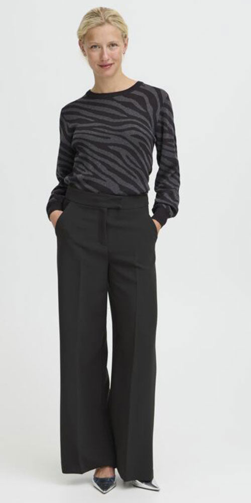 B.Young Wide Leg Trousers, black