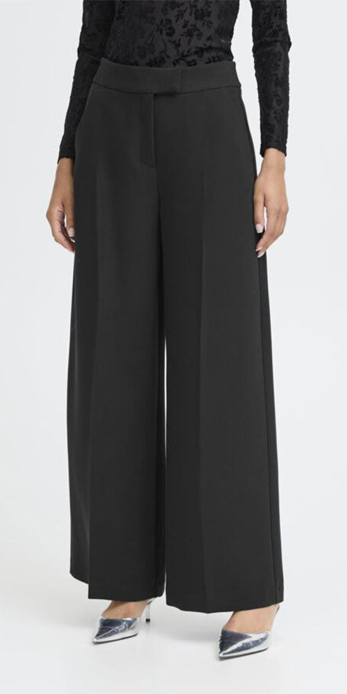 B.Young Wide Leg Trousers, black