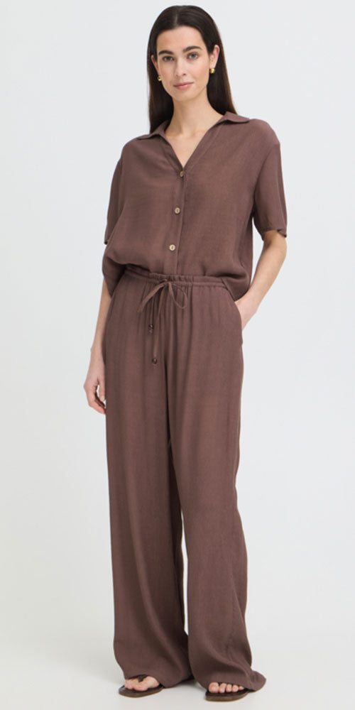 B.Young Crinkle Drawstring Pants, mocha
