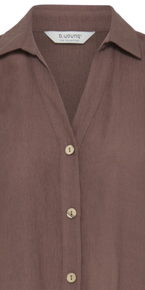 B.Young Crinkle Tunic Shirt, mocha