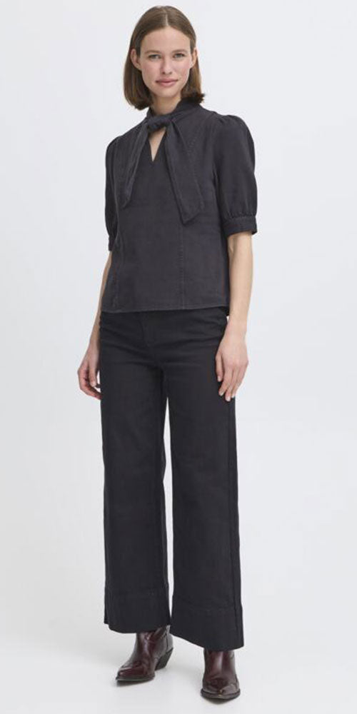 B.Young Denim Bow Blouse