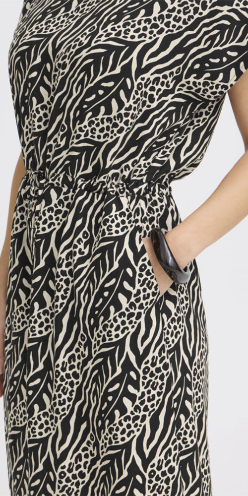 B.Young Drawstring Dress, black vine