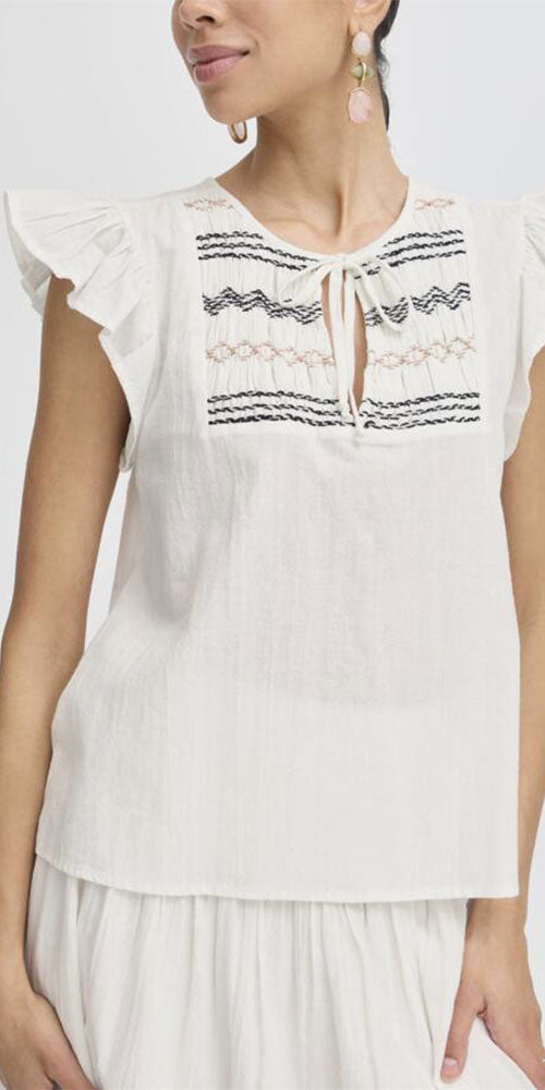 B.Young Embroidered Ruffle Top