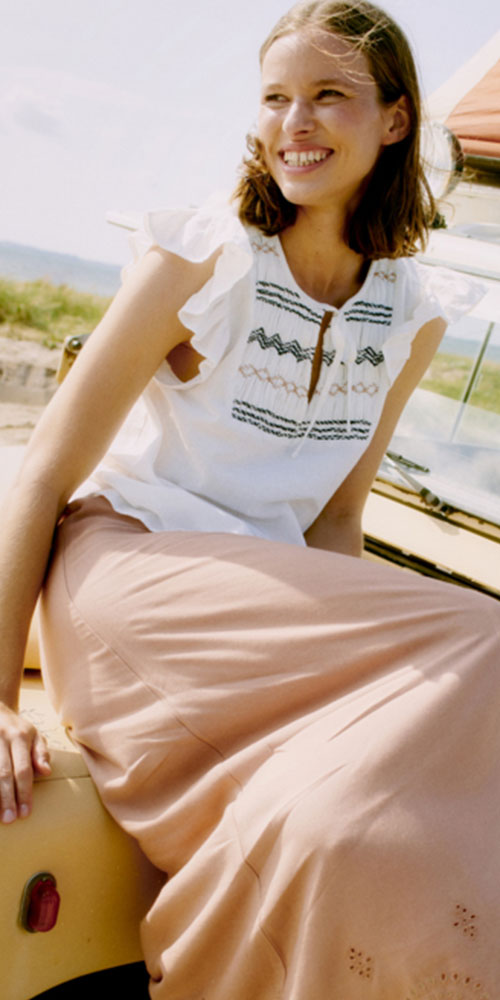 B.Young Embroidered Ruffle Top