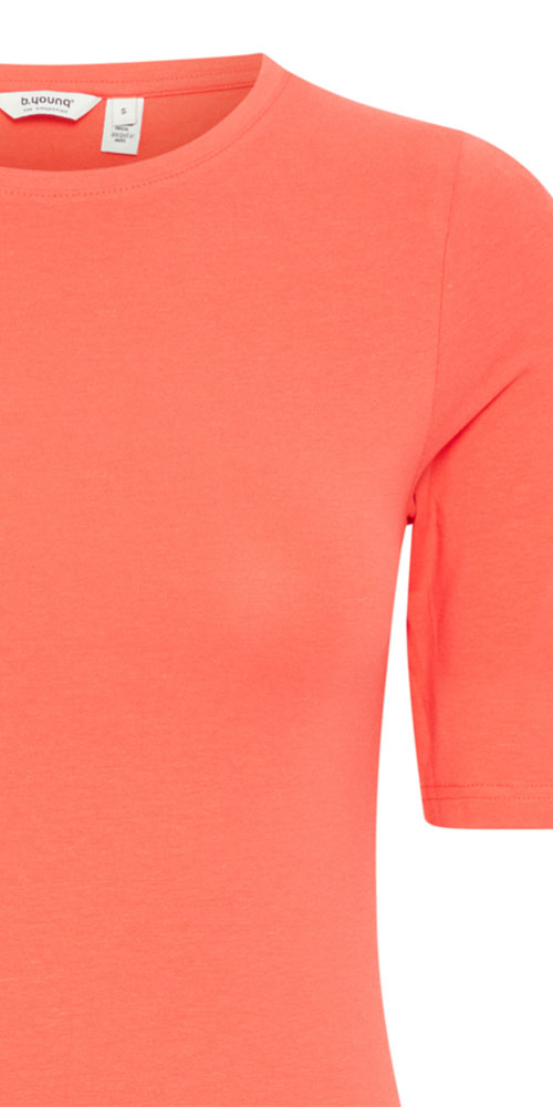 B.Young Fitted Half Sleeve Tee, coral