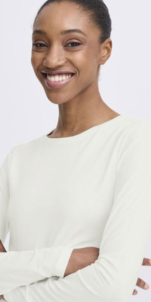 B.Young Fitted Long Sleeved Top, off-white