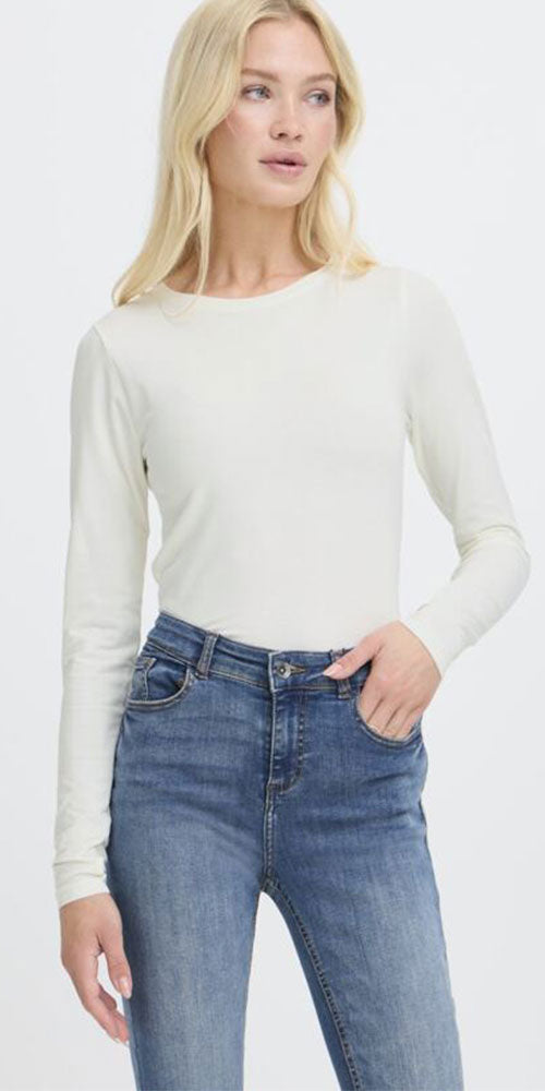 B.Young Fitted Long Sleeved Top, off-white
