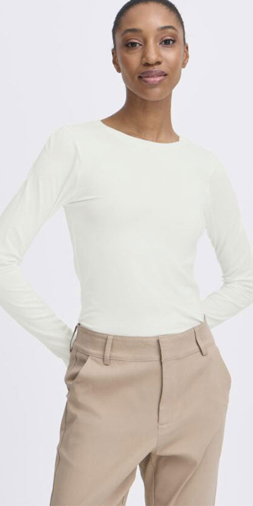 B.Young Fitted Long Sleeved Top, off-white