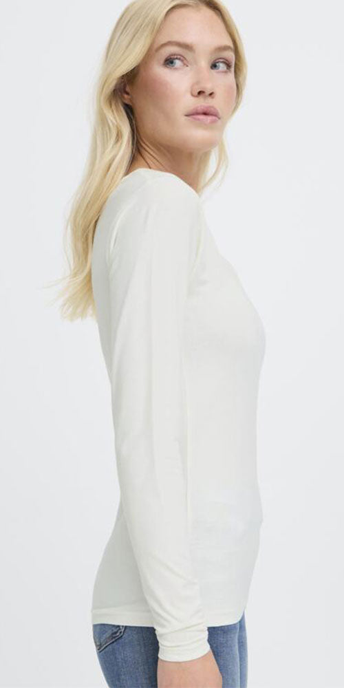 B.Young Fitted Long Sleeved Top, off-white