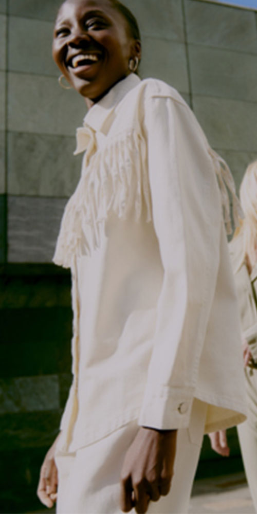 B.Young Fringed Denim Shacket