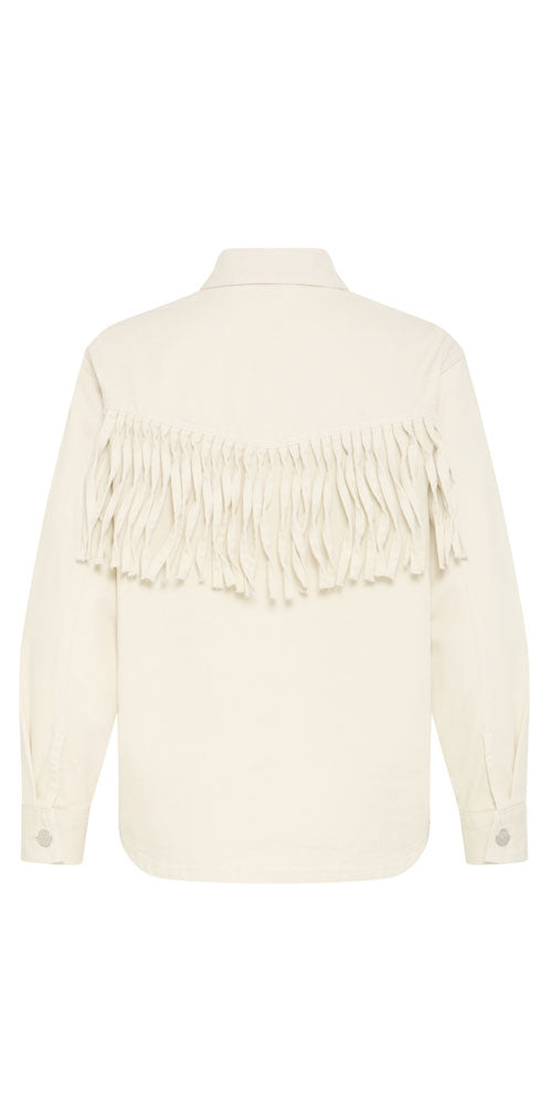 B.Young Fringed Denim Shacket