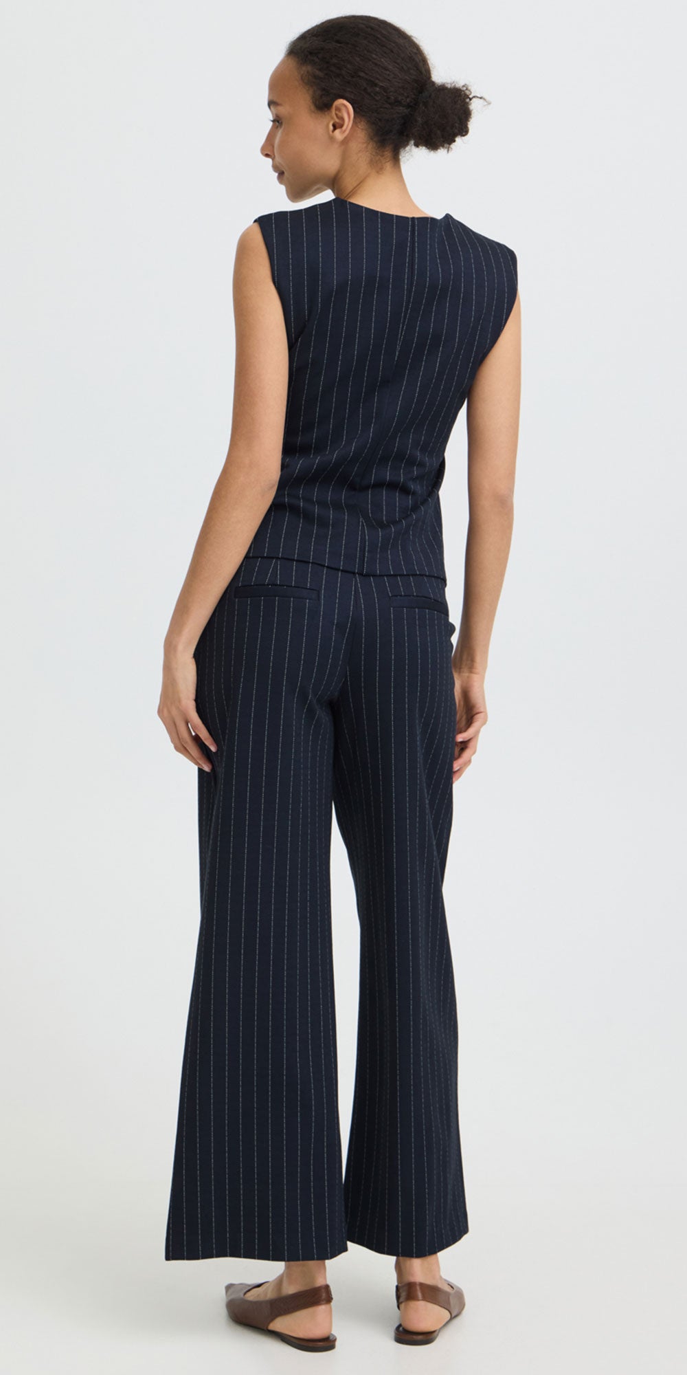 B.Young Pinstripe Ponte Knit Vest, navy