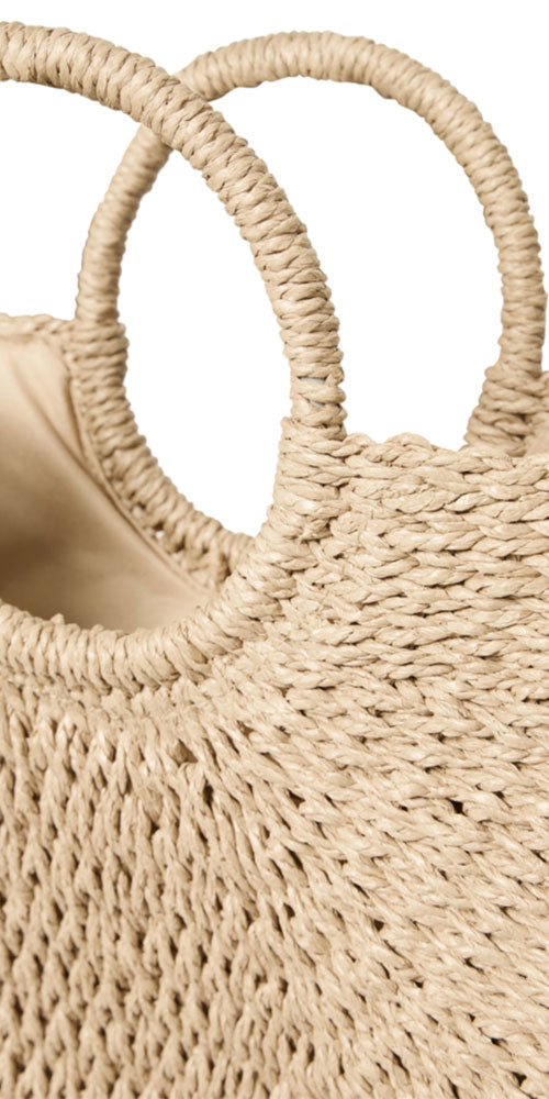 B.Young Sculptural Raffia Tote