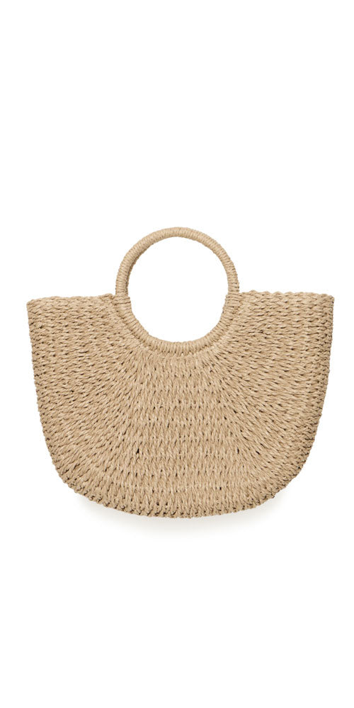 B.Young Sculptural Raffia Tote