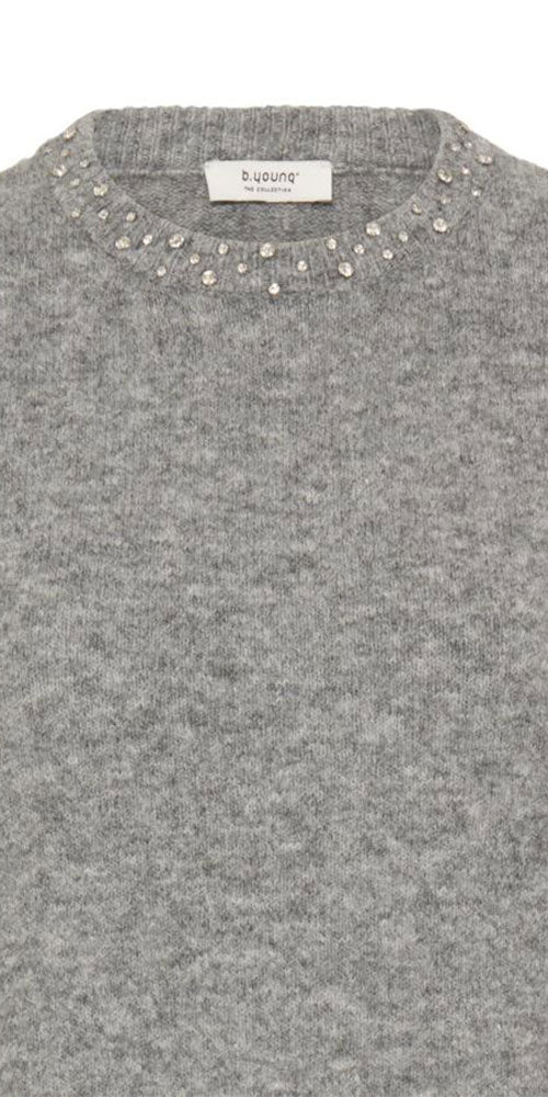 B.Young Rhinestone Embellished Sweater, grey