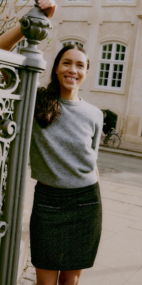 B.Young Rhinestone Embellished Sweater, grey