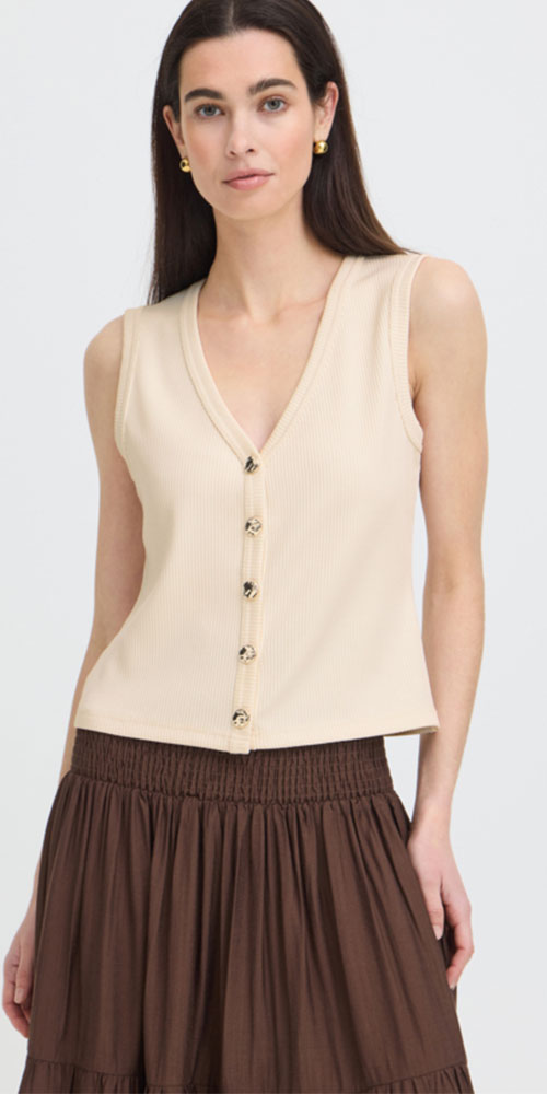 B.Young Ribbed Jersey Vest, birch