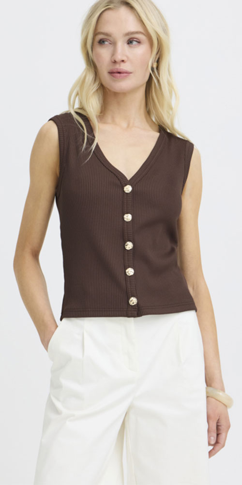 B.Young Ribbed Jersey Vest, espresso