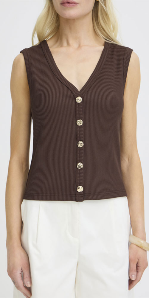 B.Young Ribbed Jersey Vest, espresso