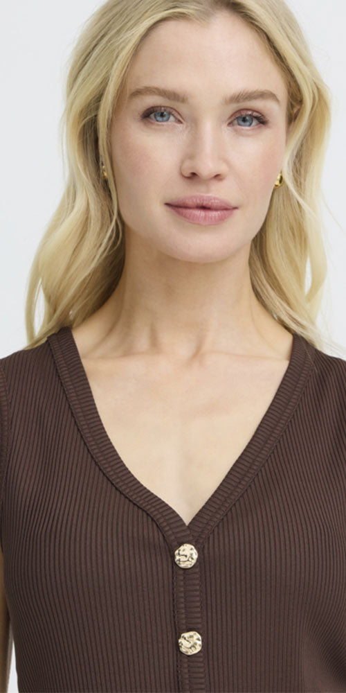 B.Young Ribbed Jersey Vest, espresso