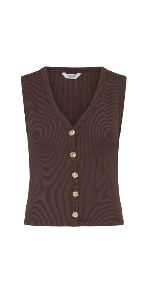 B.Young Ribbed Jersey Vest, espresso