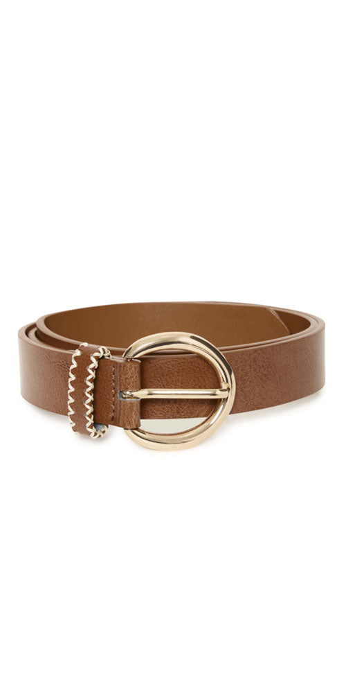B.Young Stitch Detail Belt, cognac