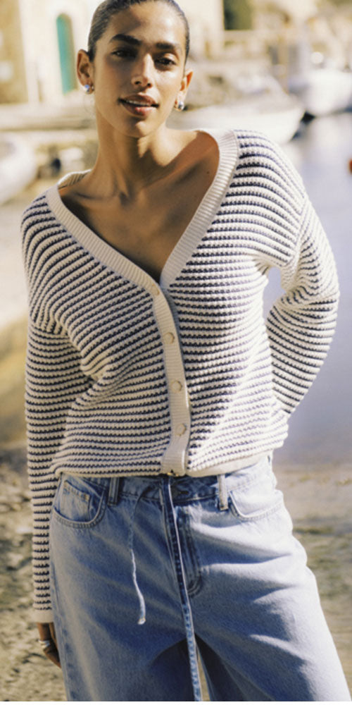 B.Young Striped Cotton Cardy