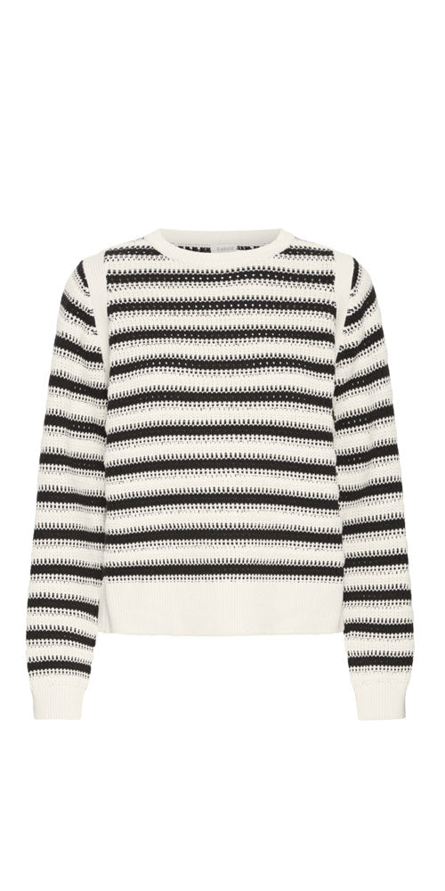 B.Young Striped Cotton Jumper, black/white