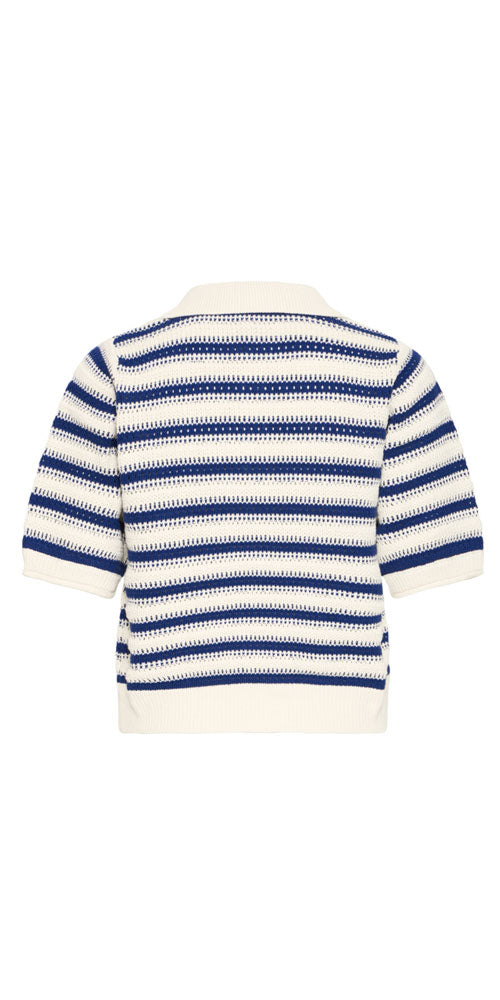 B.Young Striped Cotton Polo, navy/cream