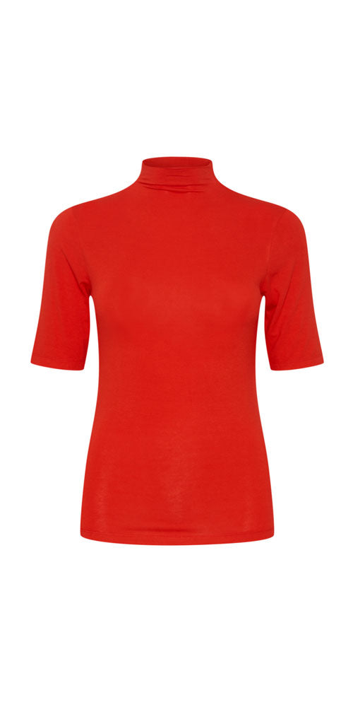 B.Young Mock Neck Tee, red