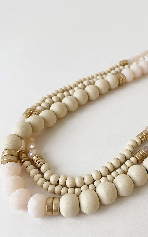 Beaded Trio Necklace, natural