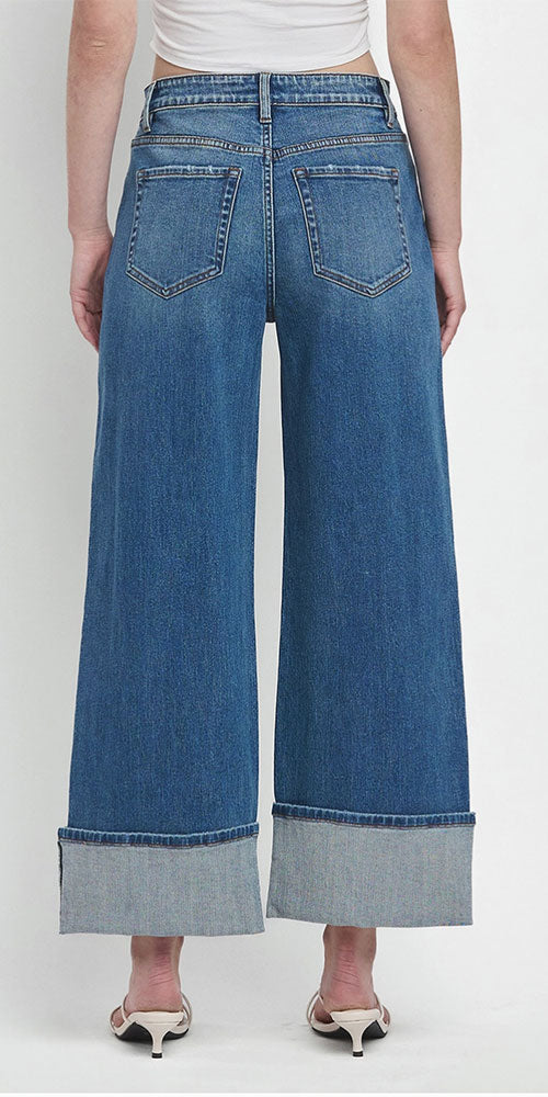 Boardwalk Cuffed Wide Jeans, vintage blue